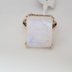 14K Plate Sterling Silver Rainbow Moonstone Ring 8